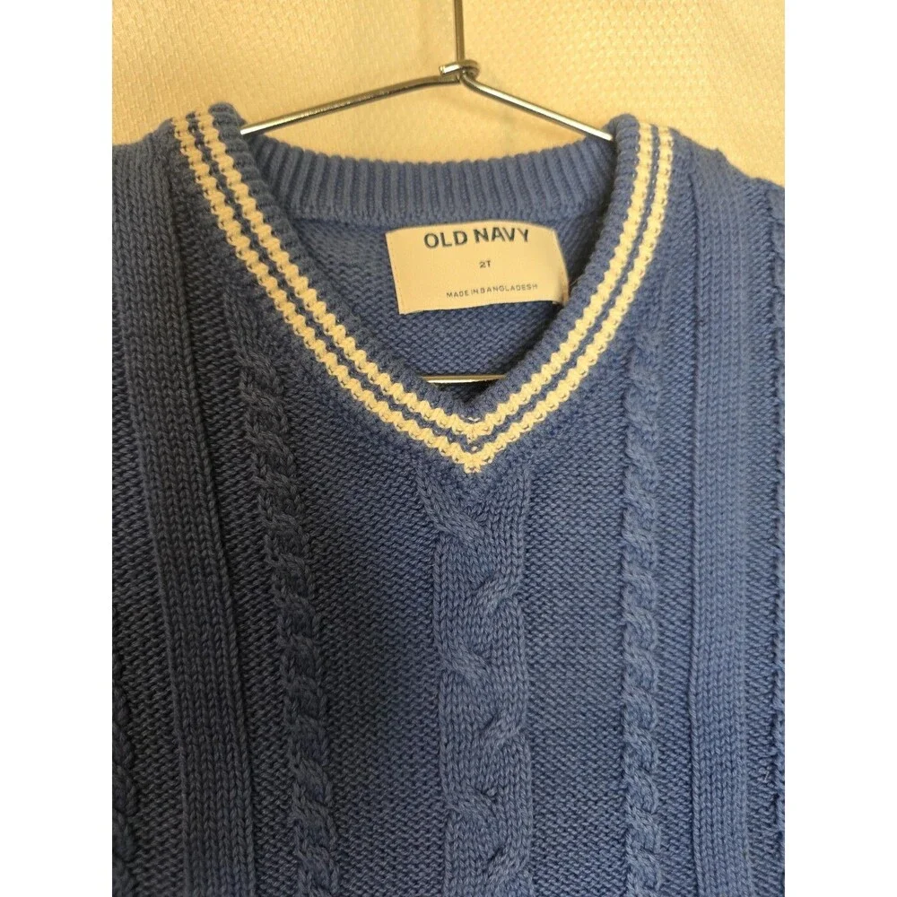 Old Navy Boys Navy Solid V-Neck Knit Sweater Vest Sleeveless Regular T2. 10-12